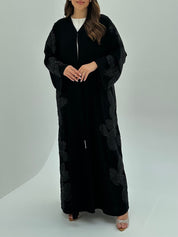 C 1802 Black Floral Beaded Abaya