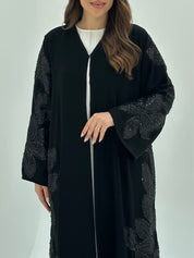 C 1802 Black Floral Beaded Abaya