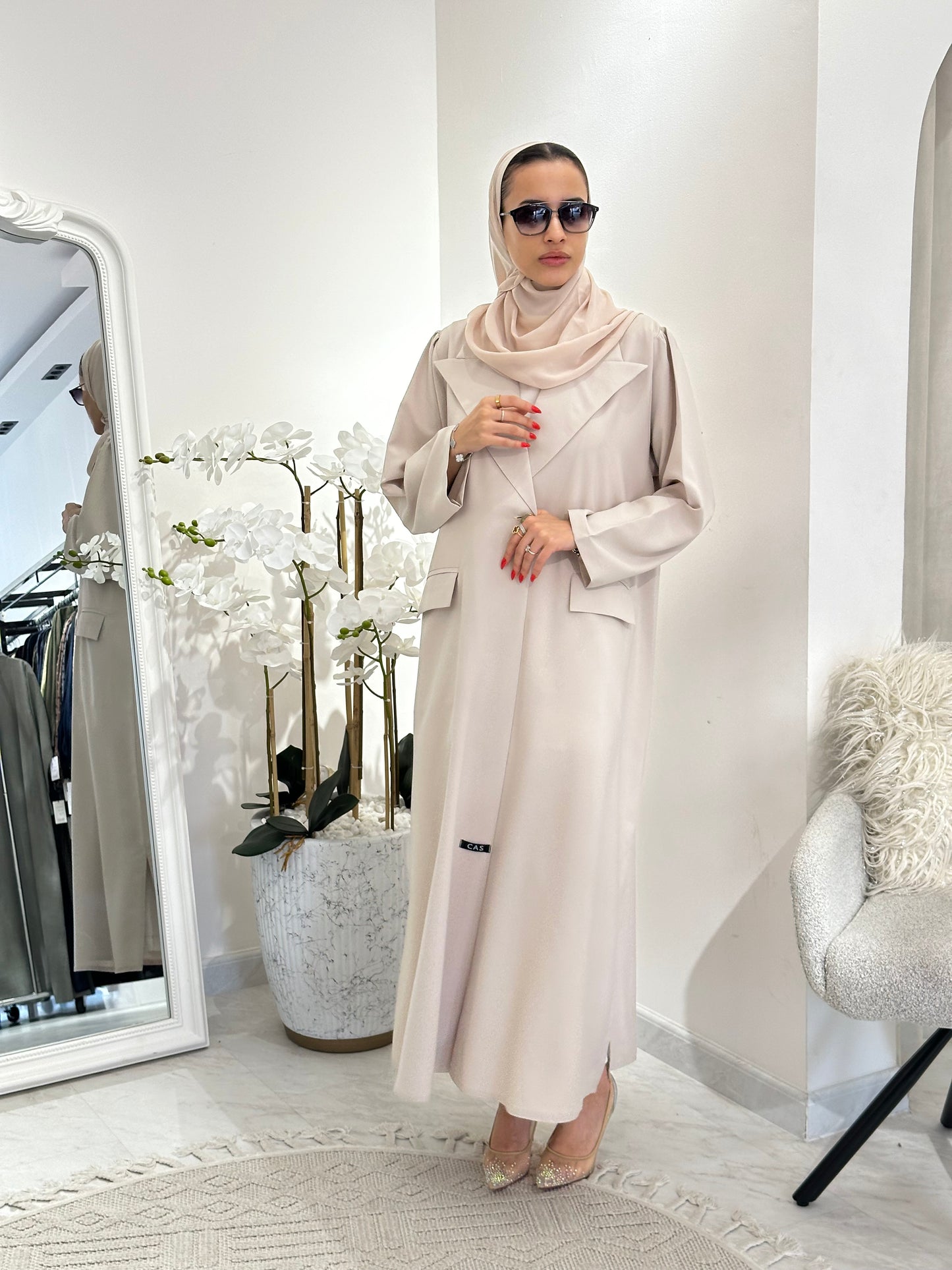 C 0357 Cream Coat Abaya