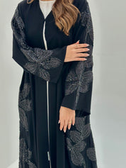 C 1802 Black Floral Beaded Abaya