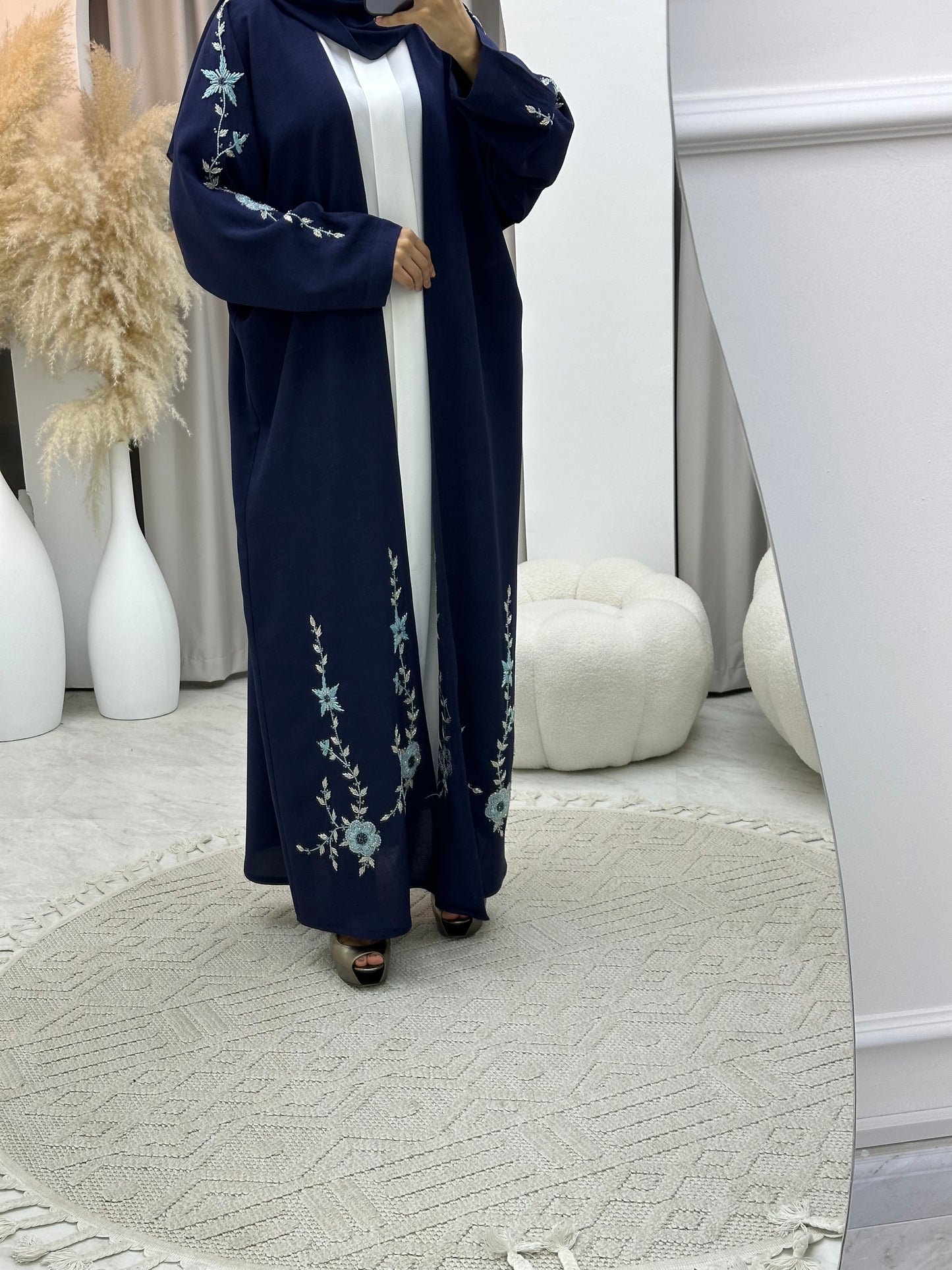 C 0171 Beaded Navy Blue Abaya