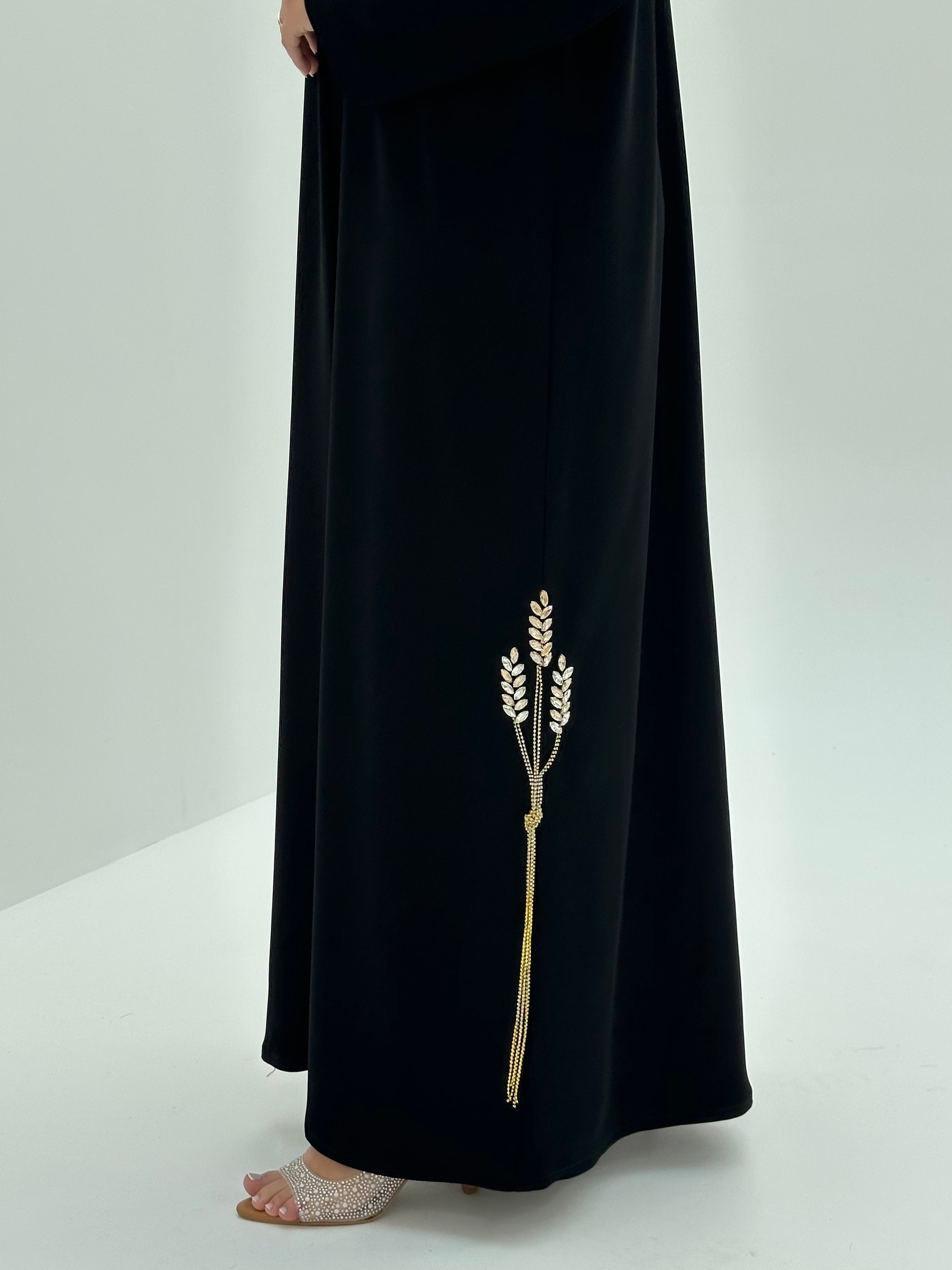 C 1803 Black Beaded Abaya