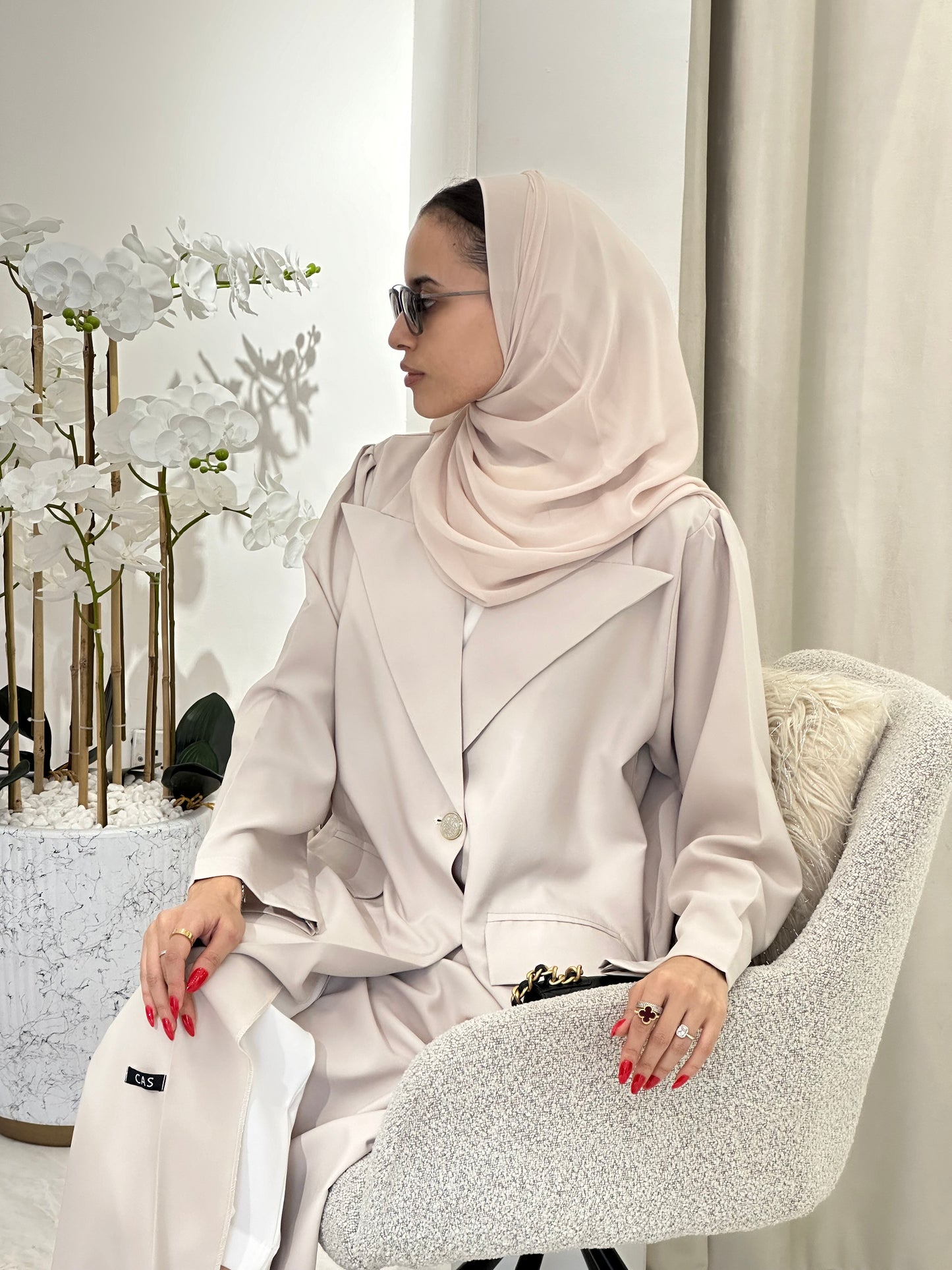 C 0357 Cream Coat Abaya