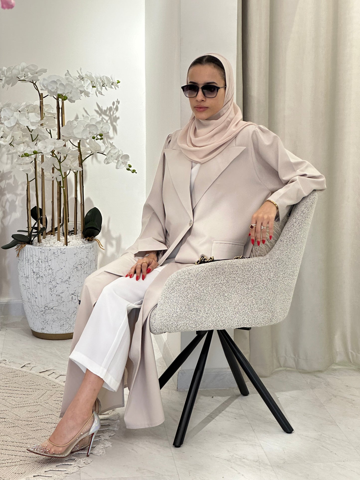 C 0357 Cream Coat Abaya