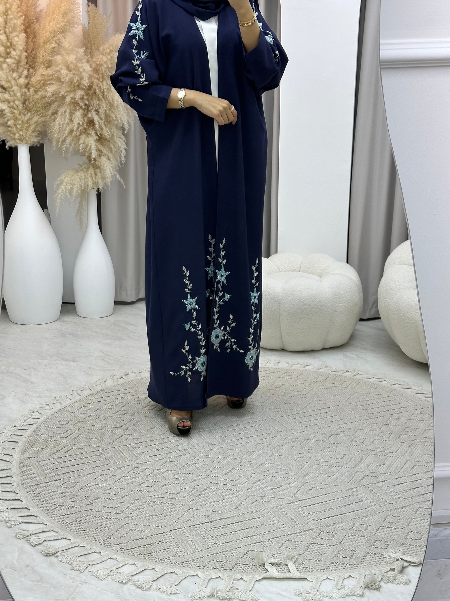 C 0171 Beaded Navy Blue Abaya