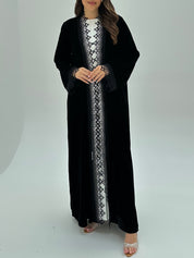 C 1804 Black Velvet Lace Abaya