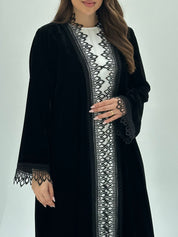 C 1804 Black Velvet Lace Abaya