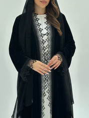 C 1804 Black Velvet Lace Abaya