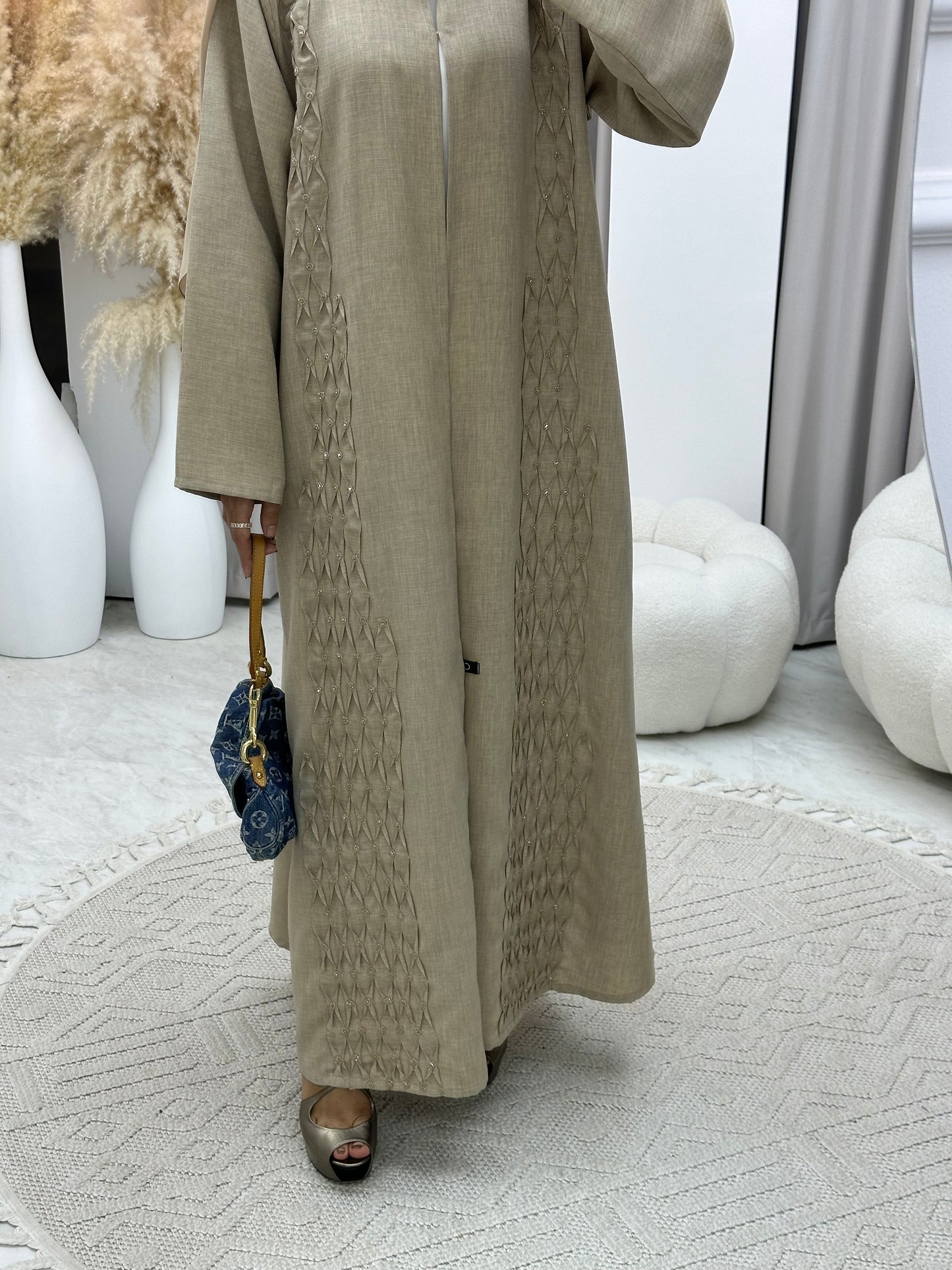 C 0170 Beaded Beige Abaya