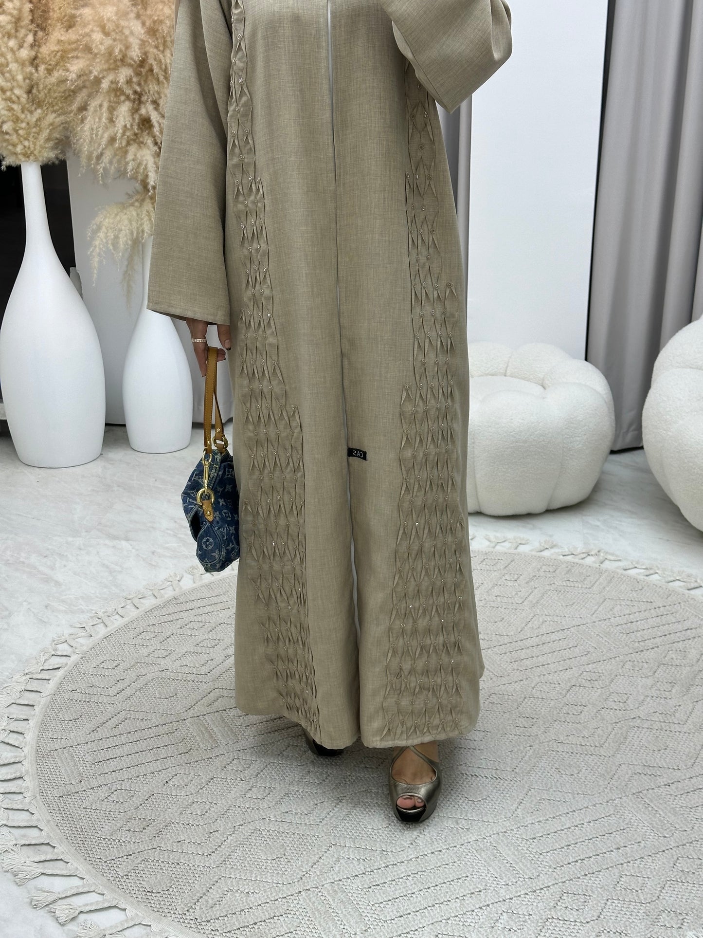 C 0170 Beaded Beige Abaya