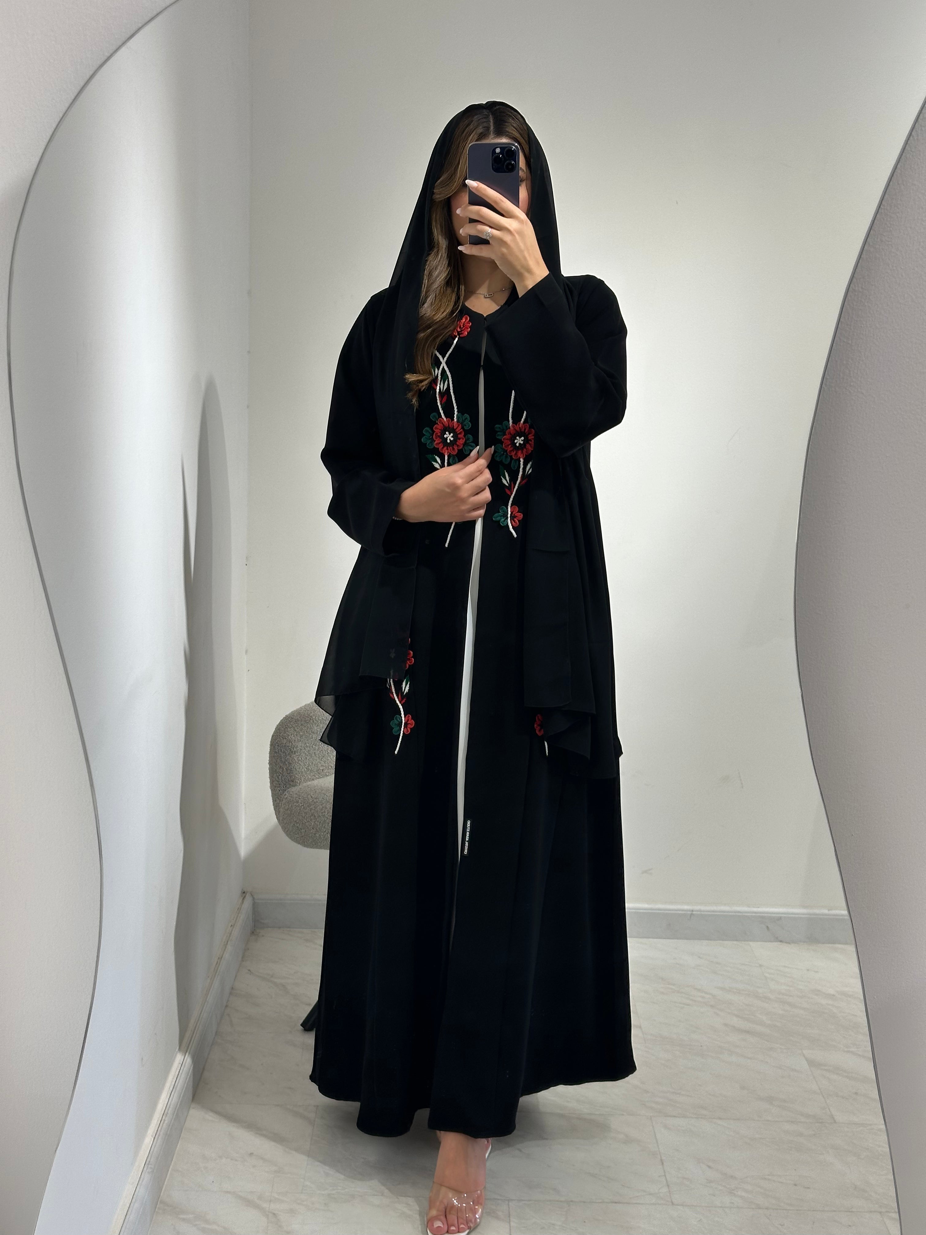 C RTW 1558 Emirati Embroidered Beaded Abaya