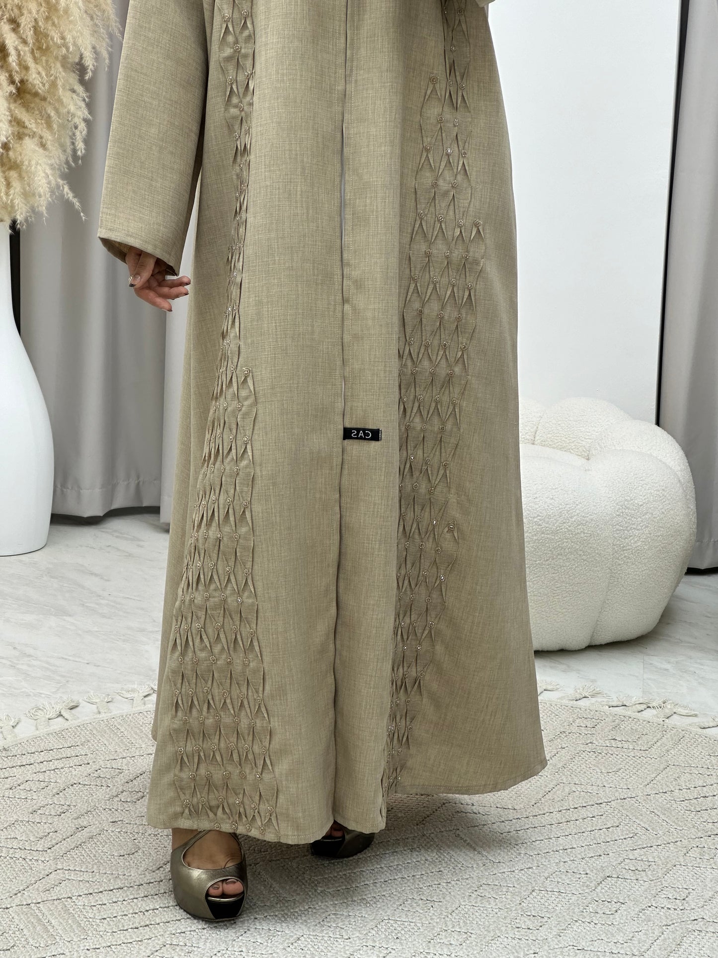 C 0170 Beaded Beige Abaya