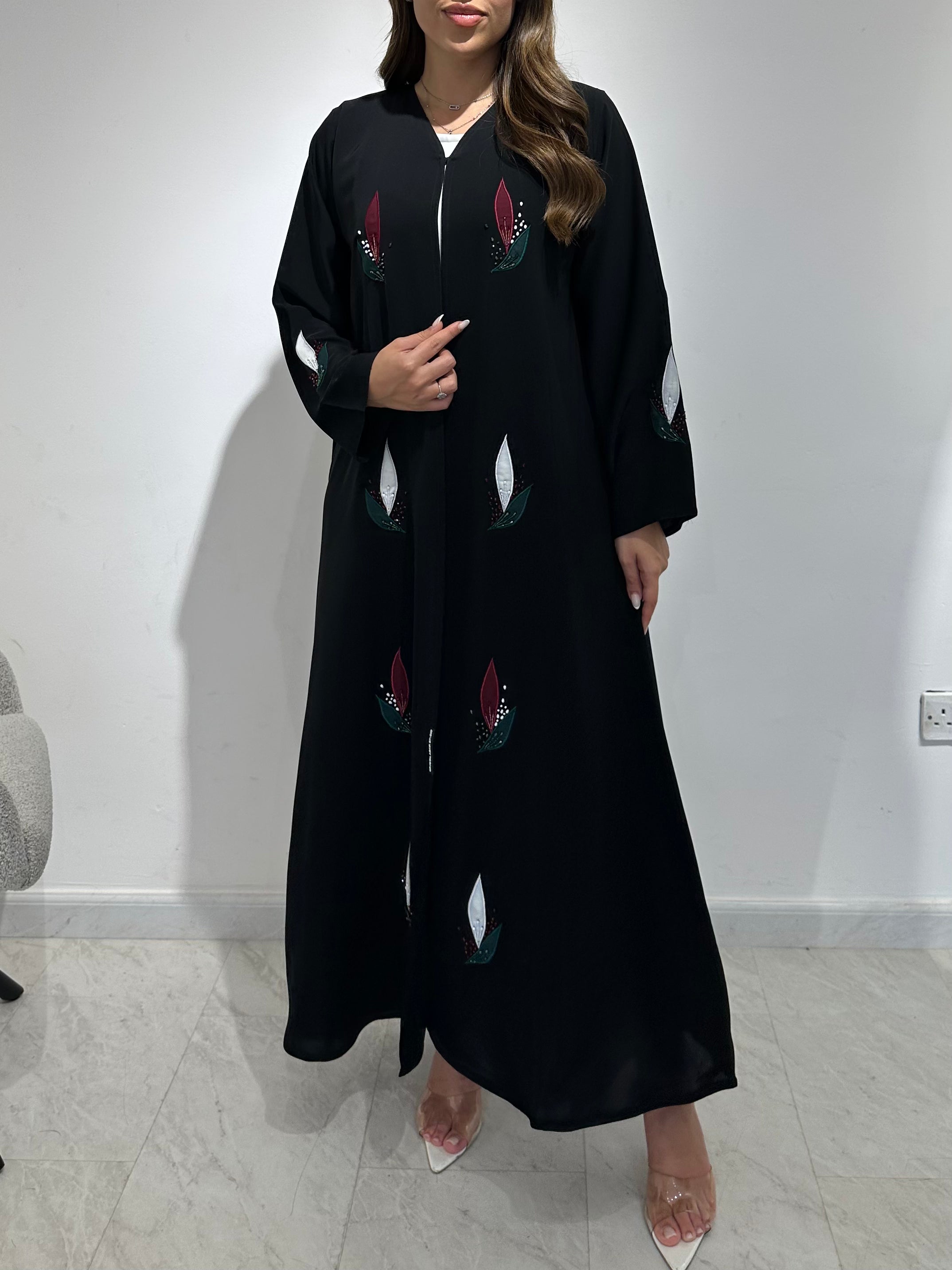 C 1559 Emirati Embroidered Beaded Abaya