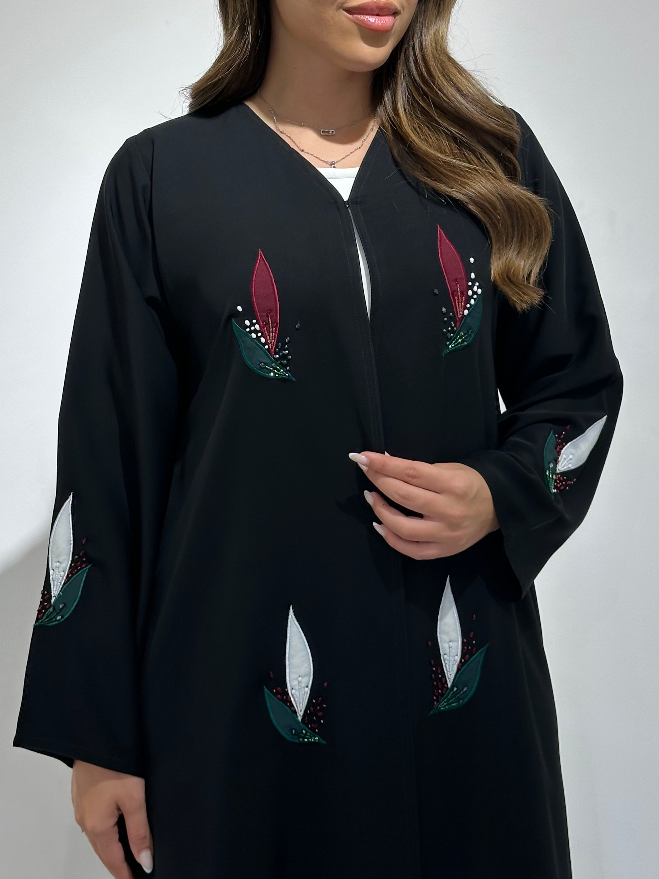 C 1559 Emirati Embroidered Beaded Abaya