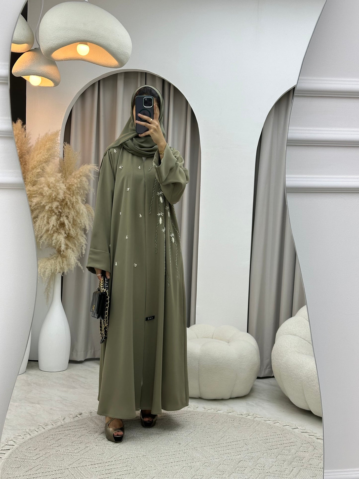 C 0173 Light Green Beaded Abaya