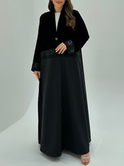 C 1806 Black Velvet Beaded Abaya