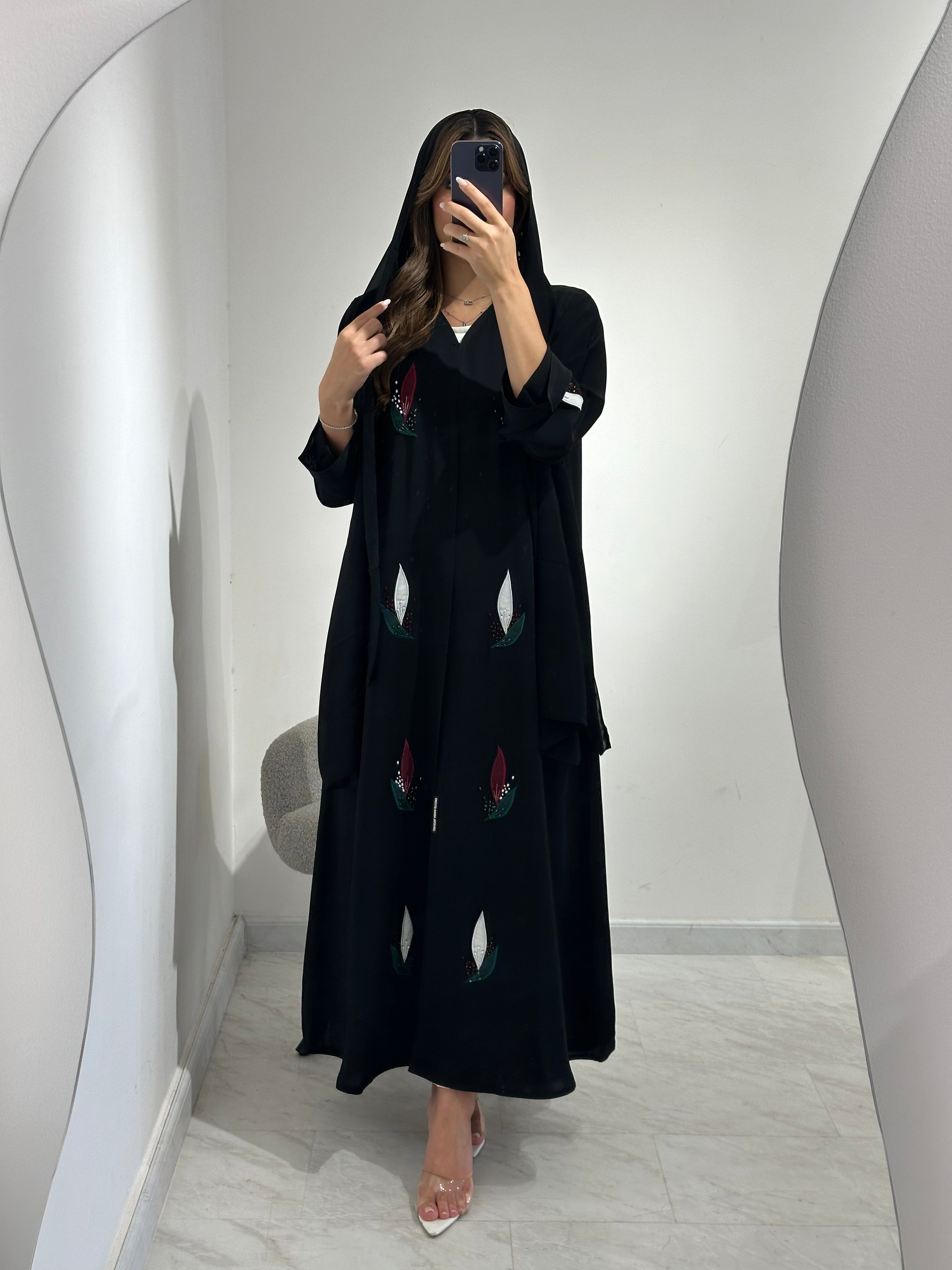 C 1559 Emirati Embroidered Beaded Abaya