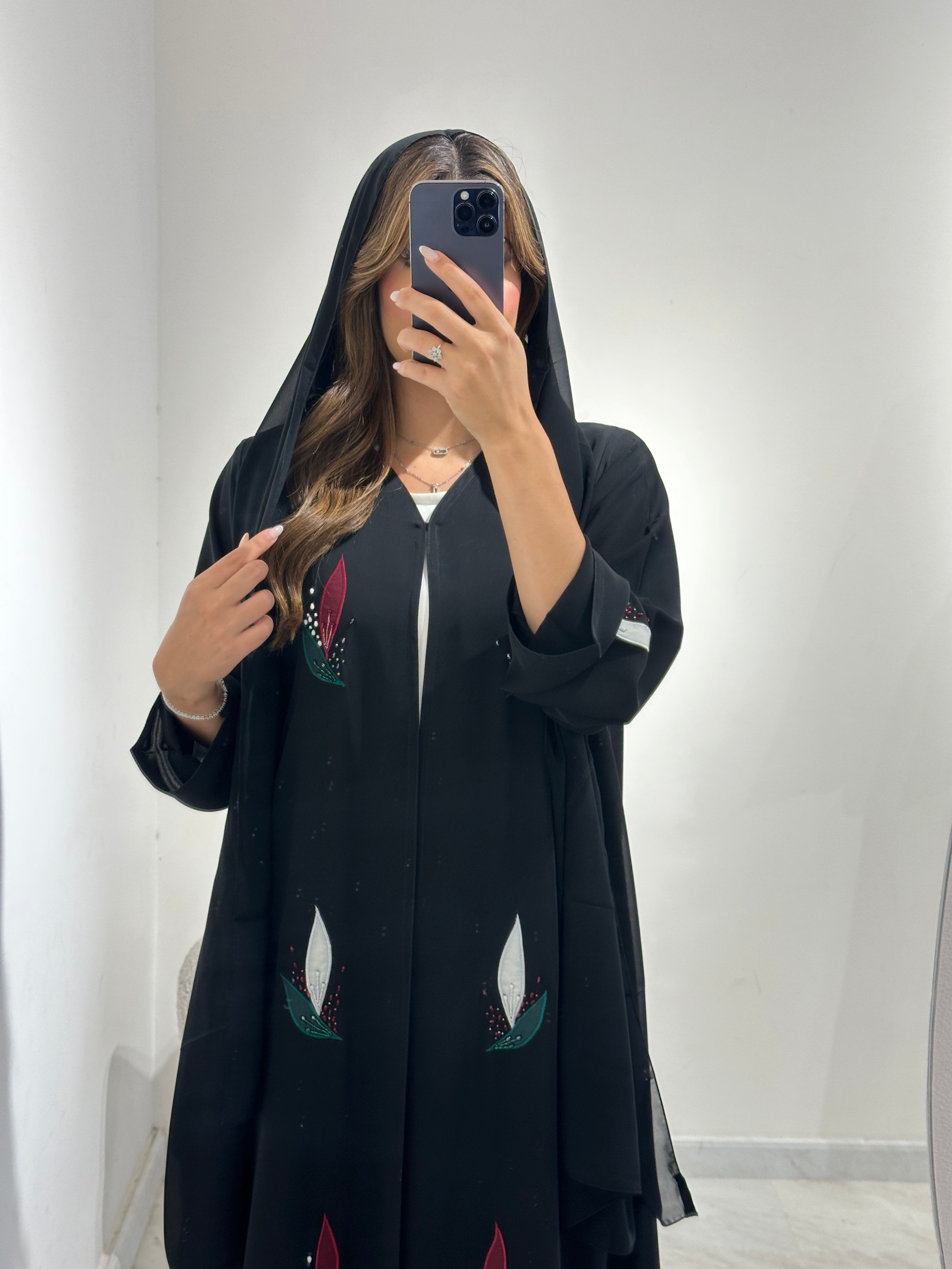 C 1559 Emirati Embroidered Beaded Abaya