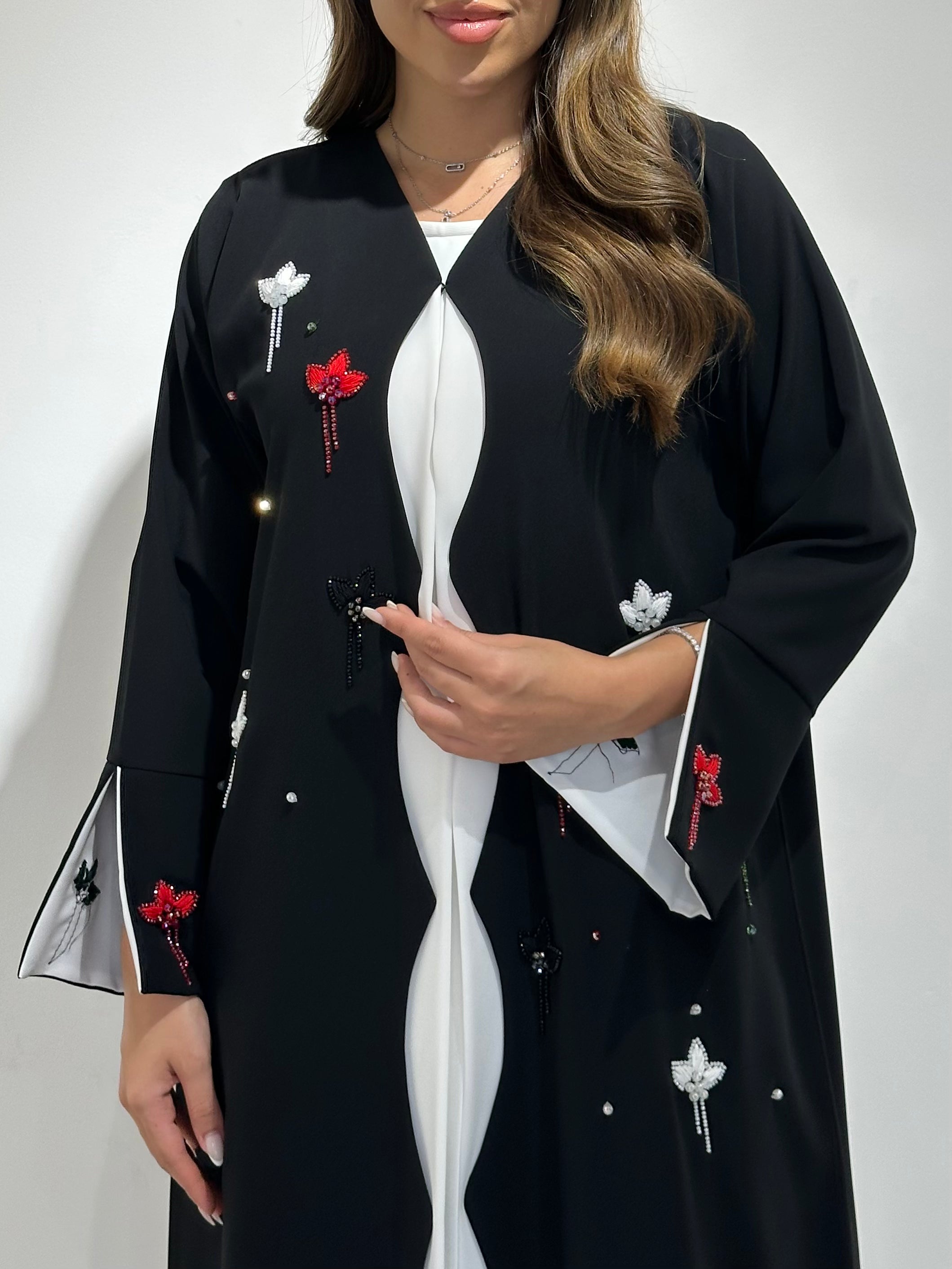 C 1560 Emirati Embroidered Beaded Abaya