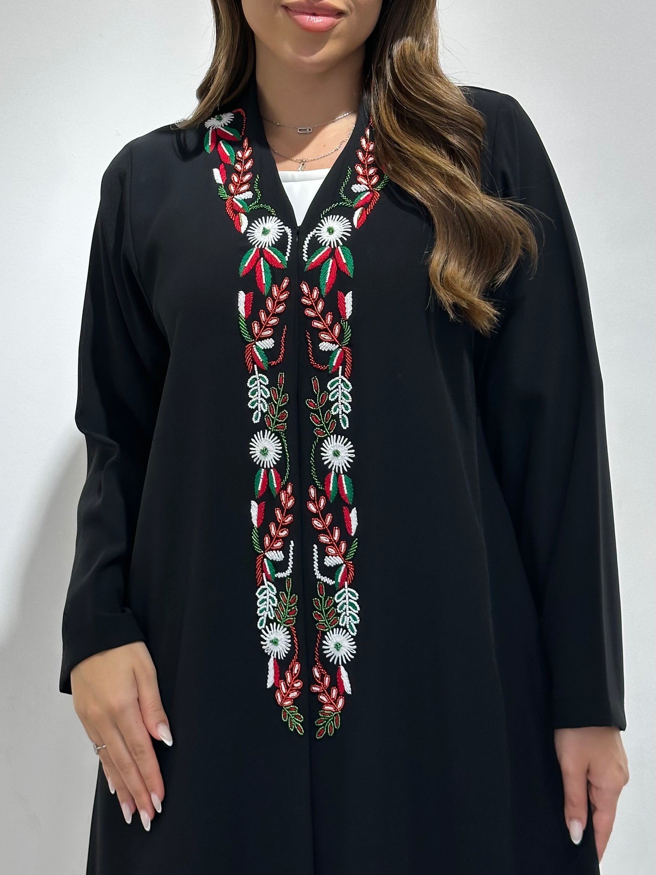 C 1561 Emirati Embroidered Beaded Abaya
