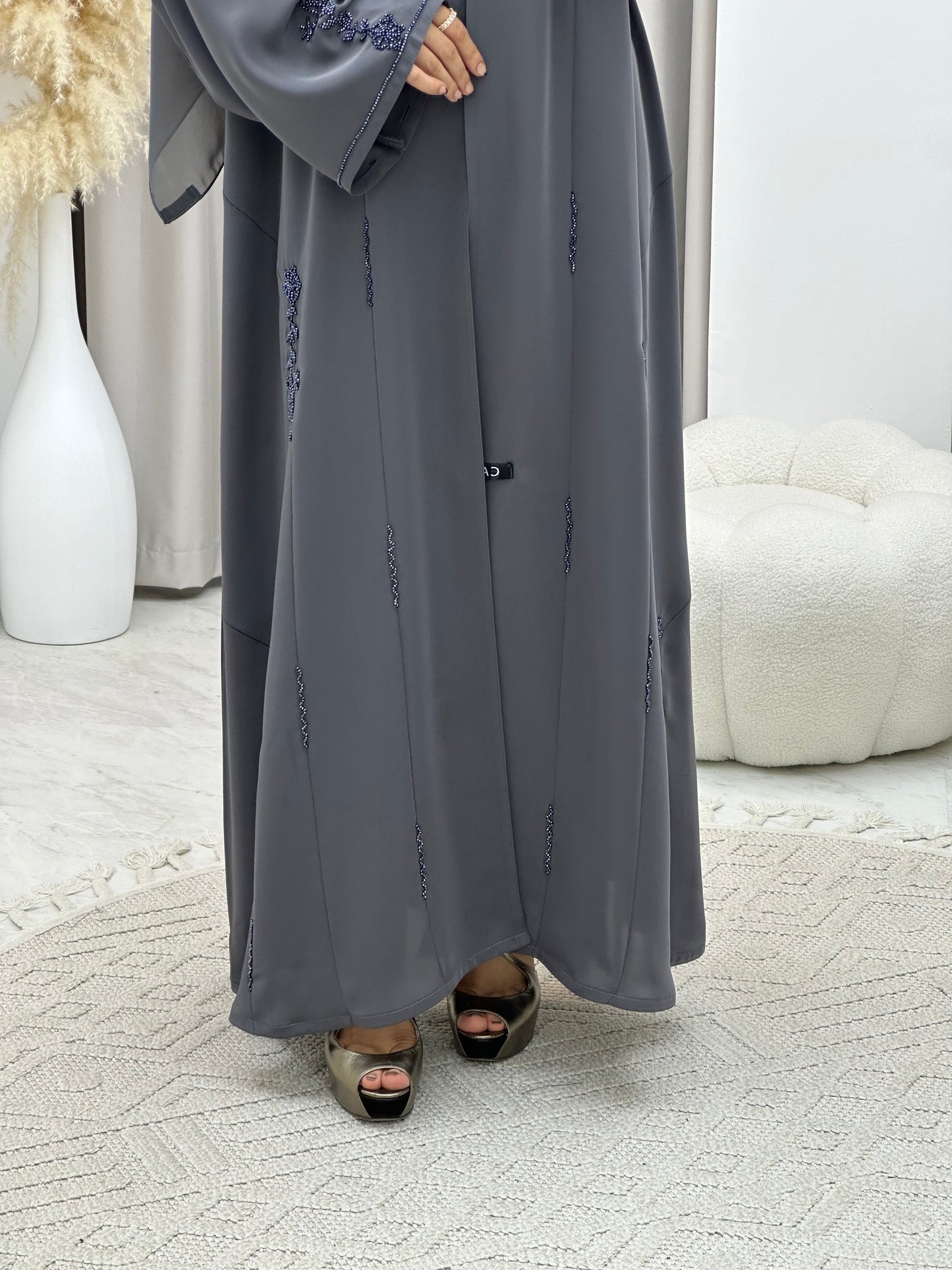 C 0175 Beaded Grey Abaya