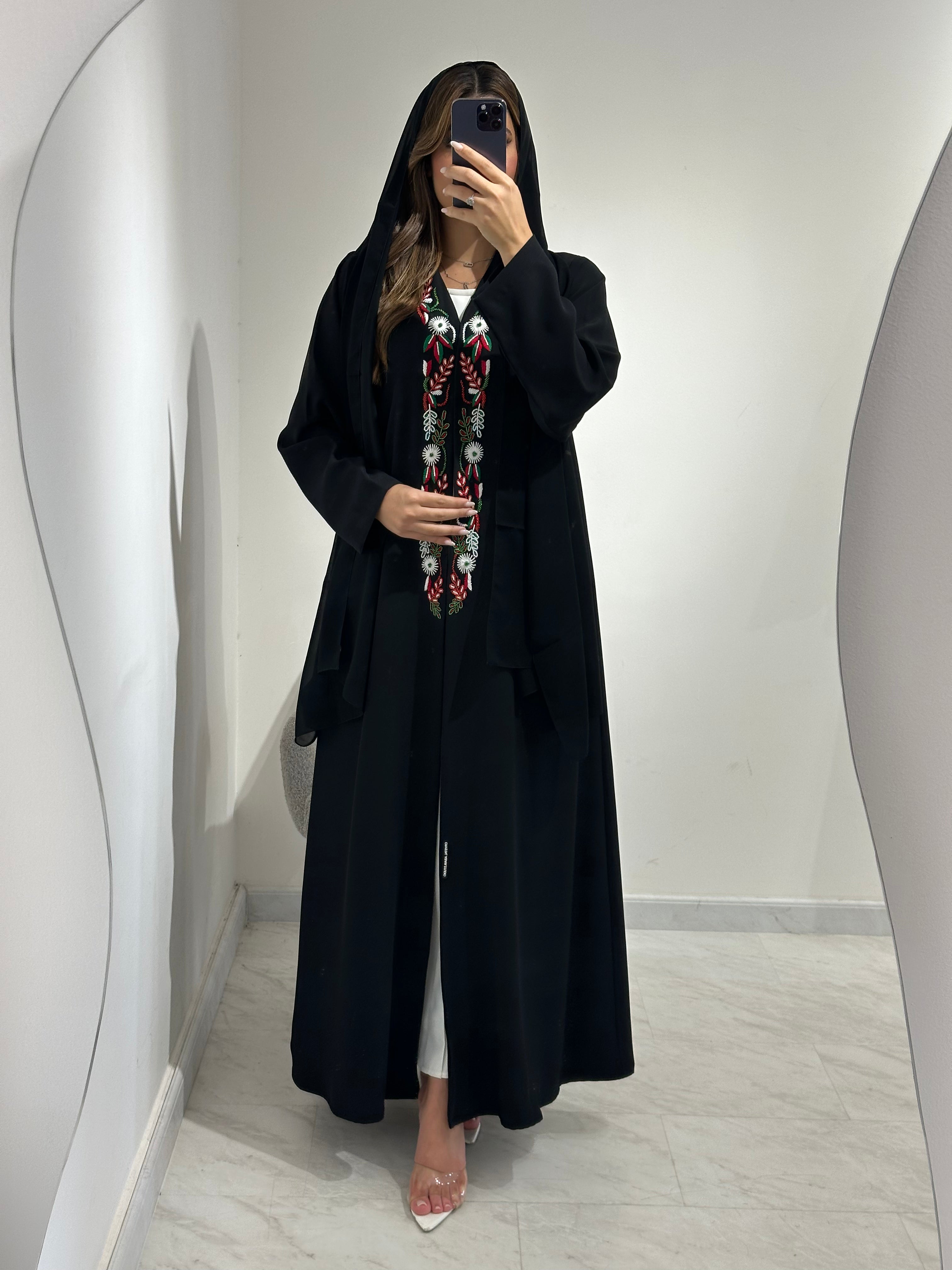 C 1561 Emirati Embroidered Beaded Abaya