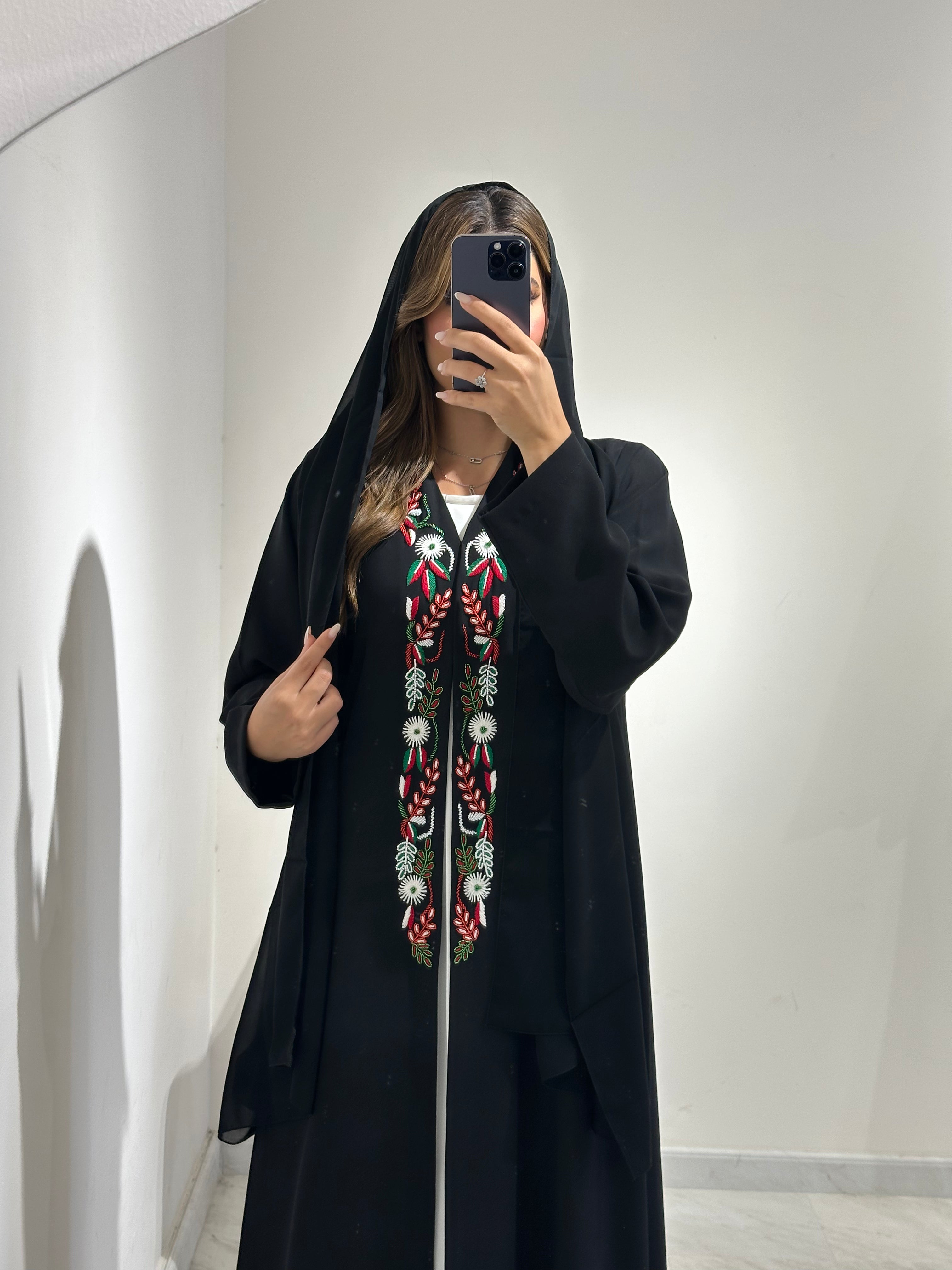 C 1561 Emirati Embroidered Beaded Abaya