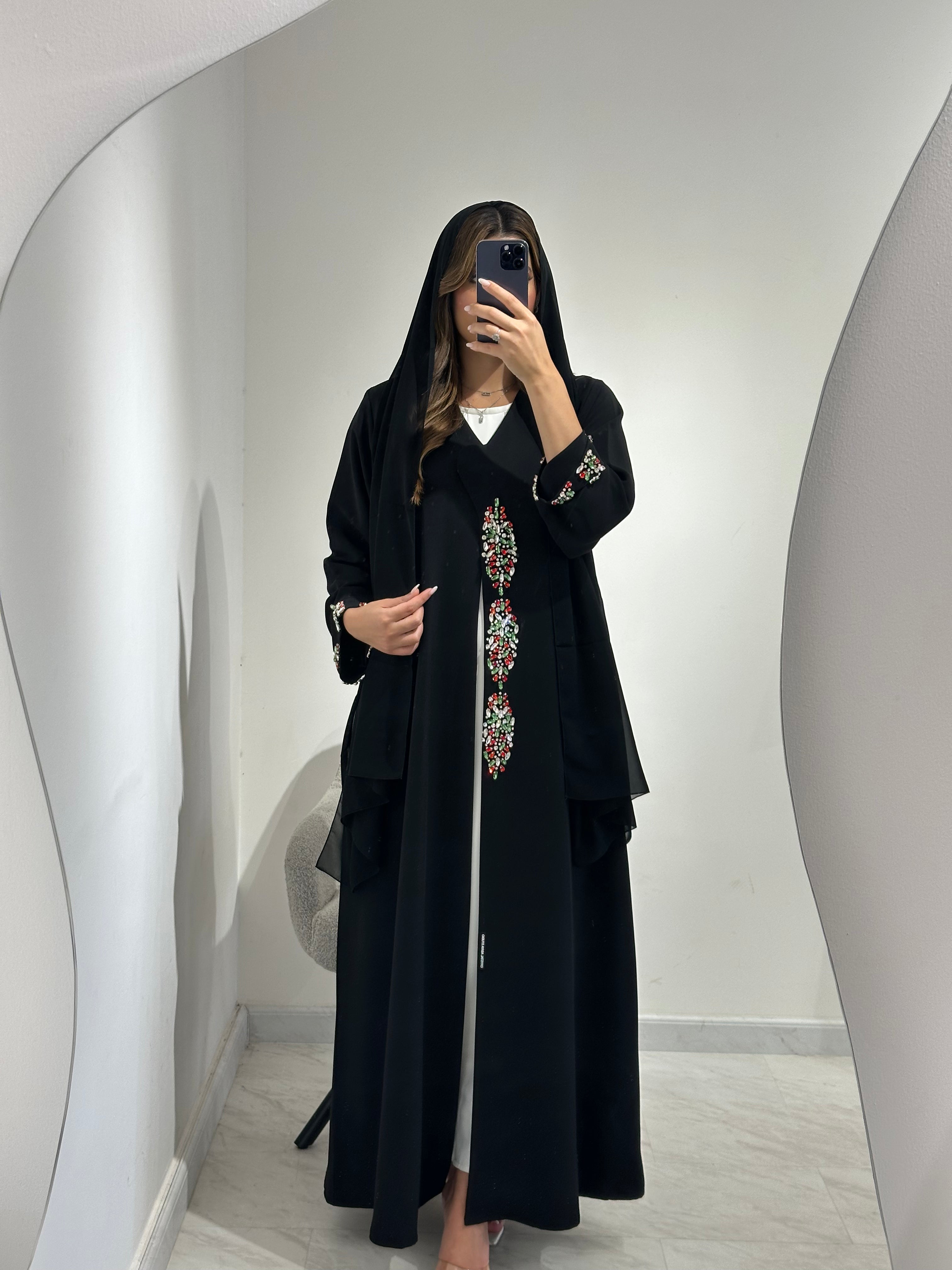 C 1562 Emirati Beaded Abaya