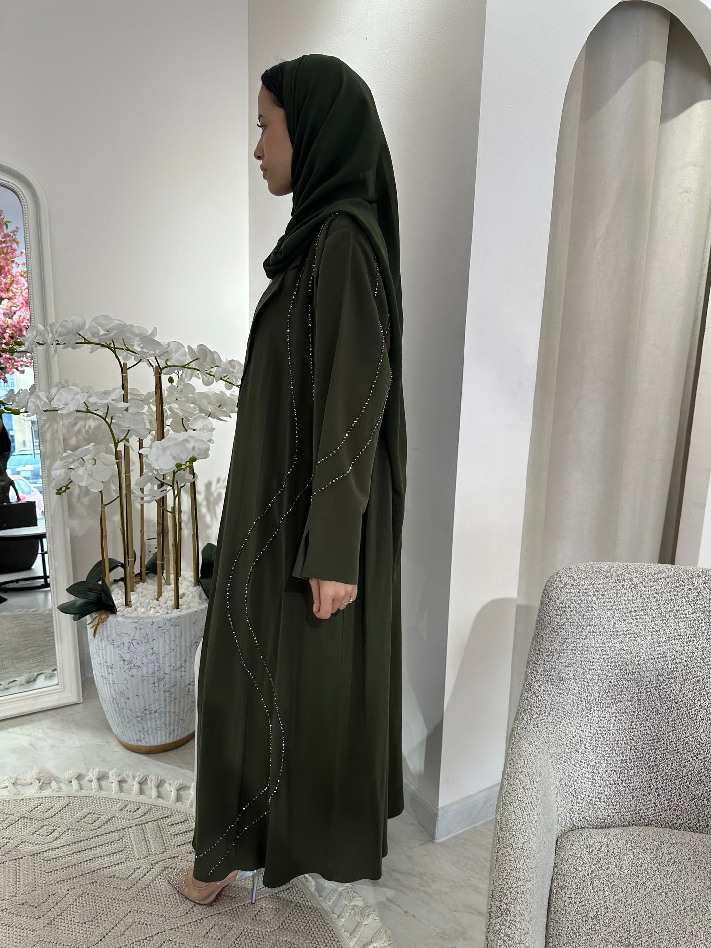 C RTW Green Shamwa Eid Abaya