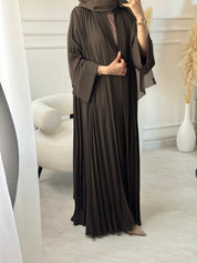 C 1517-06 Olive Premium Nada Pleated Abaya