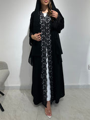 C 1565 Black Crystal Lace Abaya