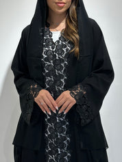 C 1565 Black Crystal Lace Abaya