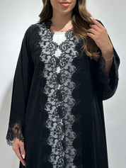 C 1566 Black Lace Abaya