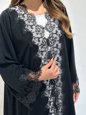 C 1566 Black Lace Abaya