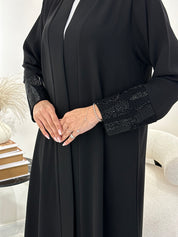 C 0875-02 Black Beaded Eid Abaya