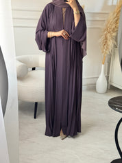 C 1517-08 Purple Premium Nada Pleated Abaya