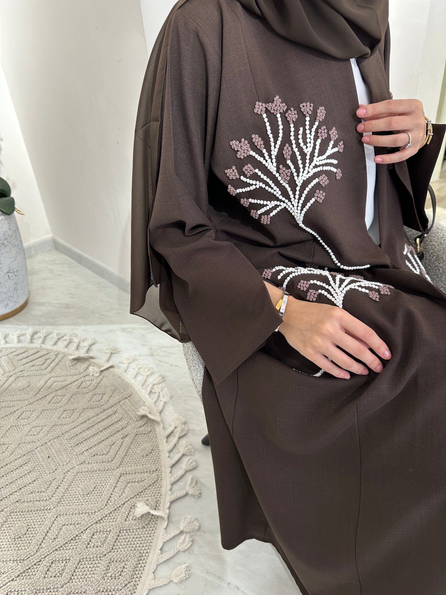 C Brown Summer Linen Eid Abaya