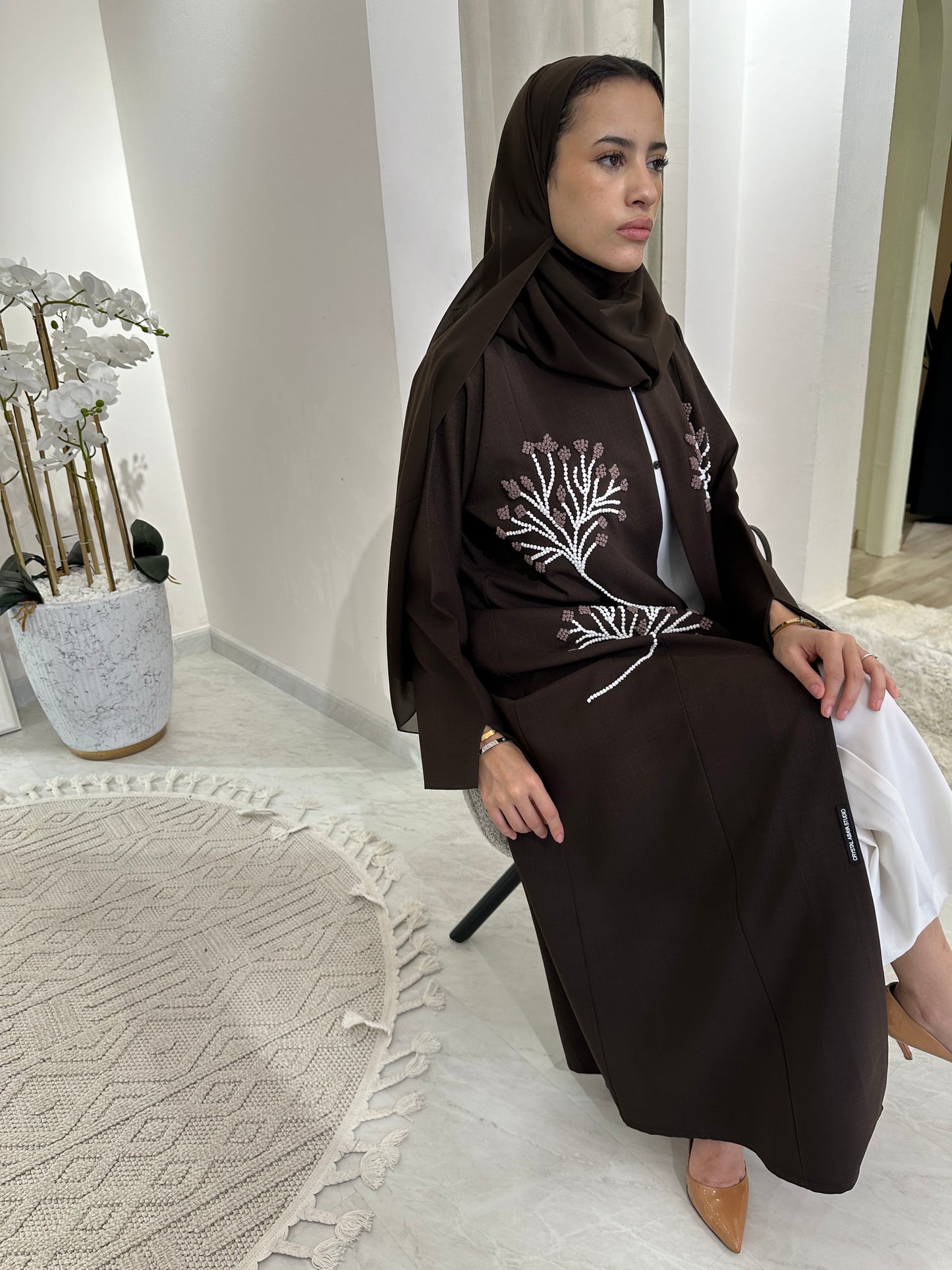 C Brown Summer Linen Eid Abaya