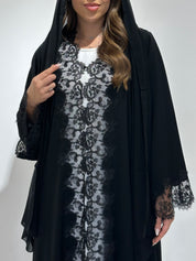 C 1566 Black Lace Abaya