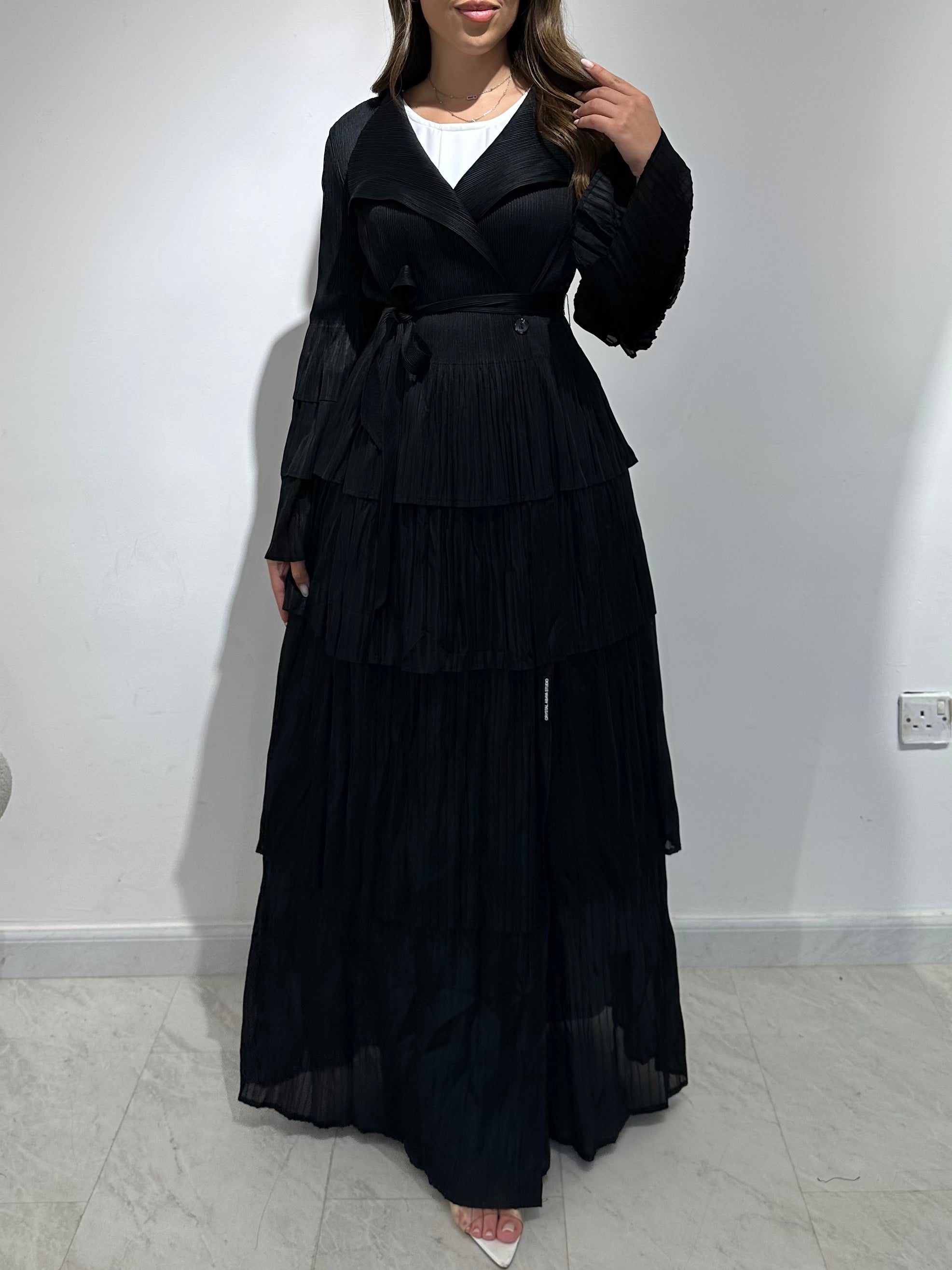C 1567 Black Pleated Abaya