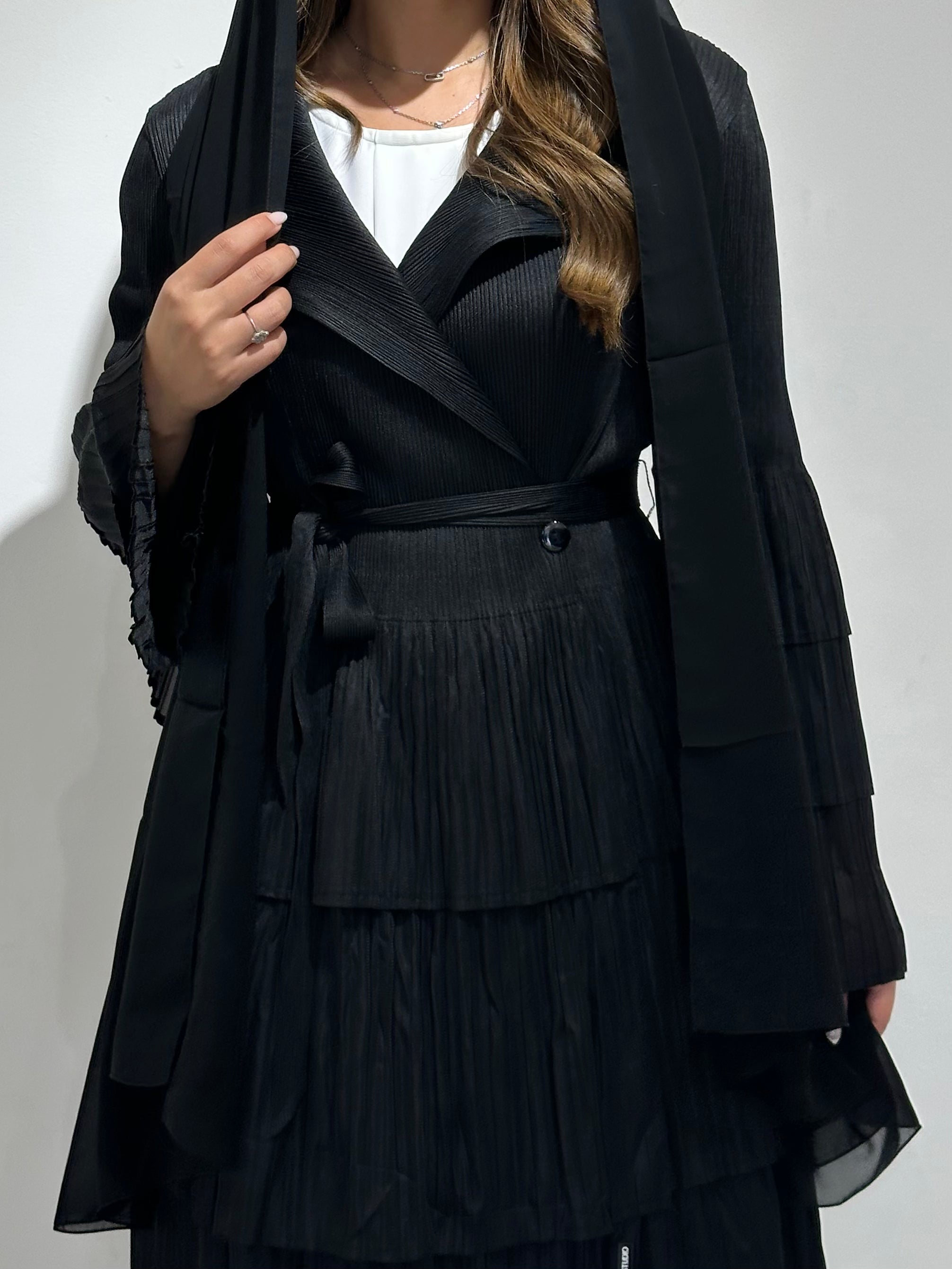 C 1567 Black Pleated Abaya