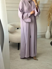 C 1514 Lavender Beaded Embroidered Abaya