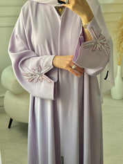 C 1514 Lavender Beaded Embroidered Abaya