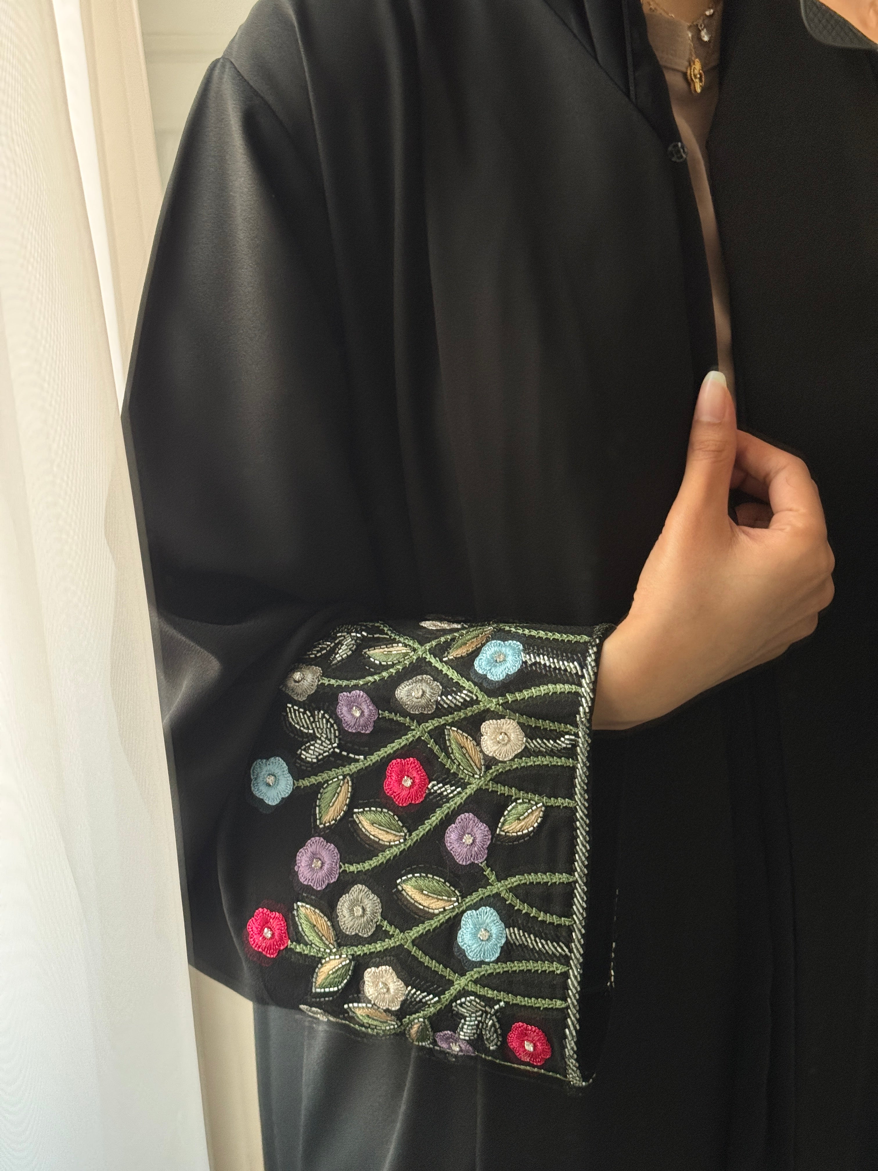 C 1515 Black Beaded Embroidered Abaya