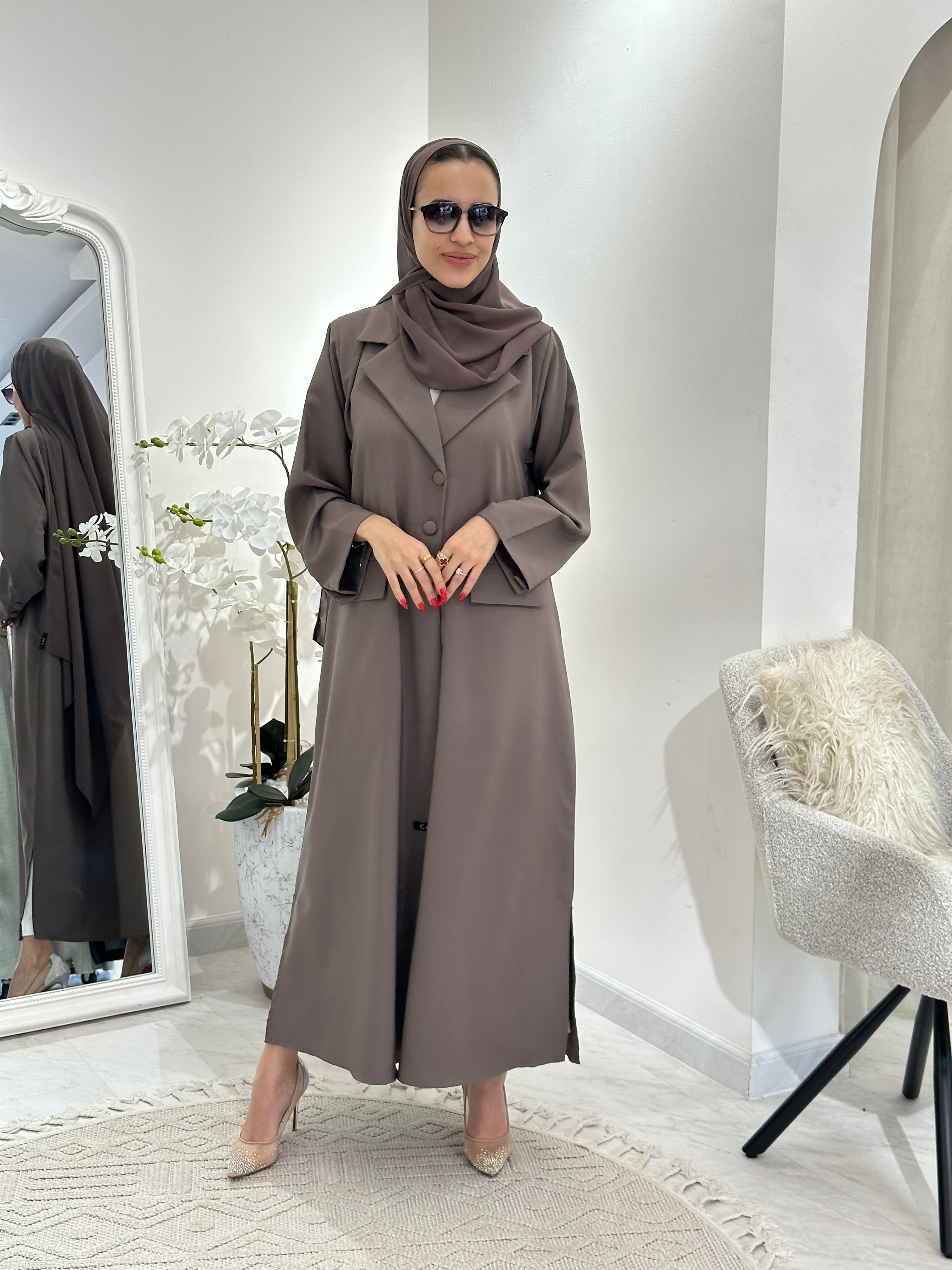 C 0365 Chocolate Brown Coat Abaya-1