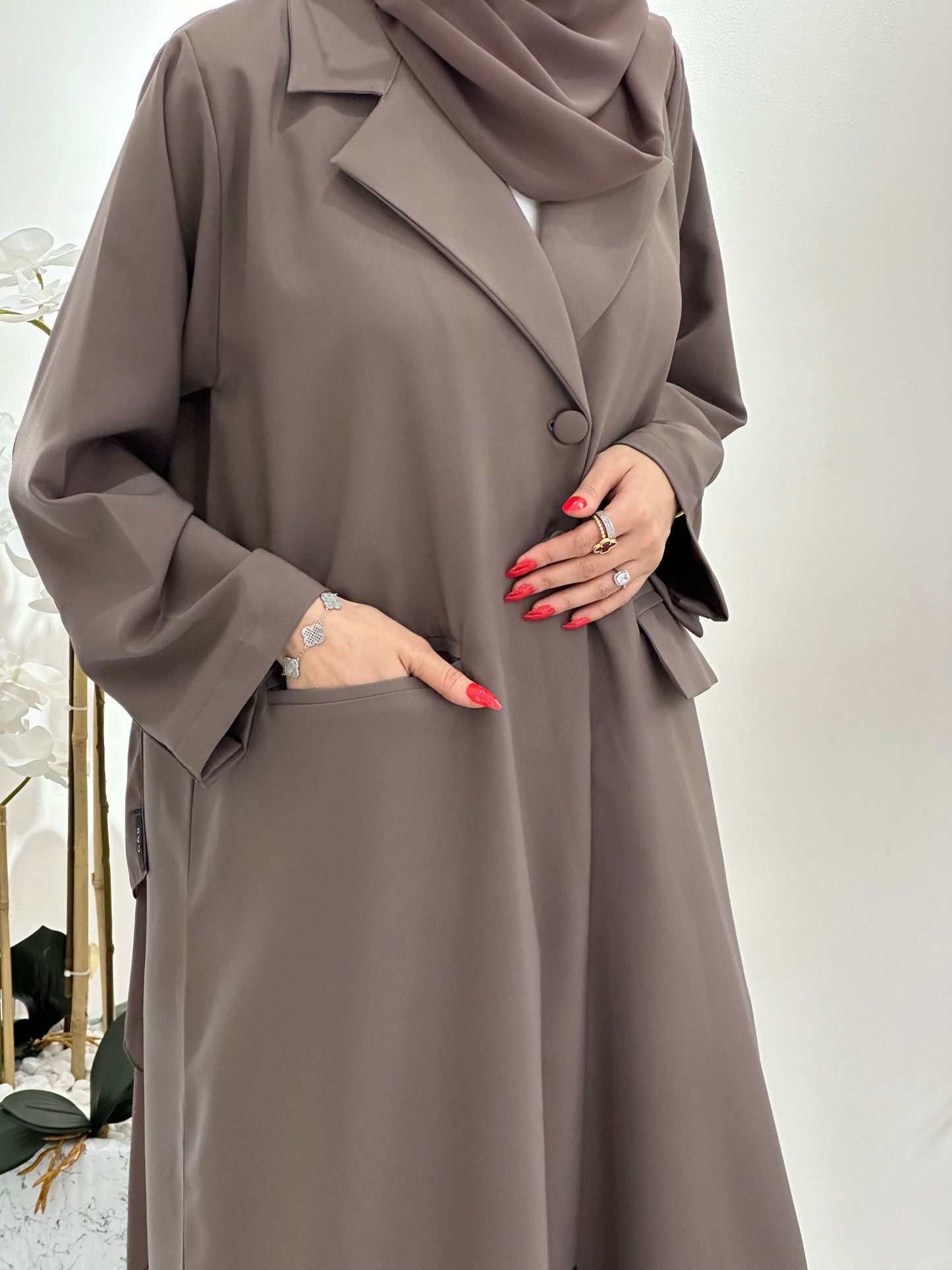 C 0365 Chocolate Brown Coat Abaya