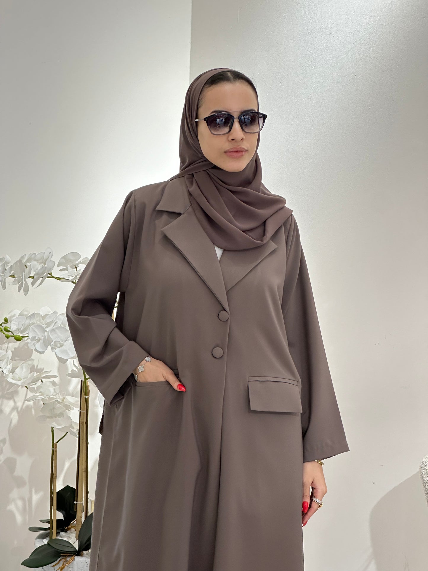 C 0365 Chocolate Brown Coat Abaya