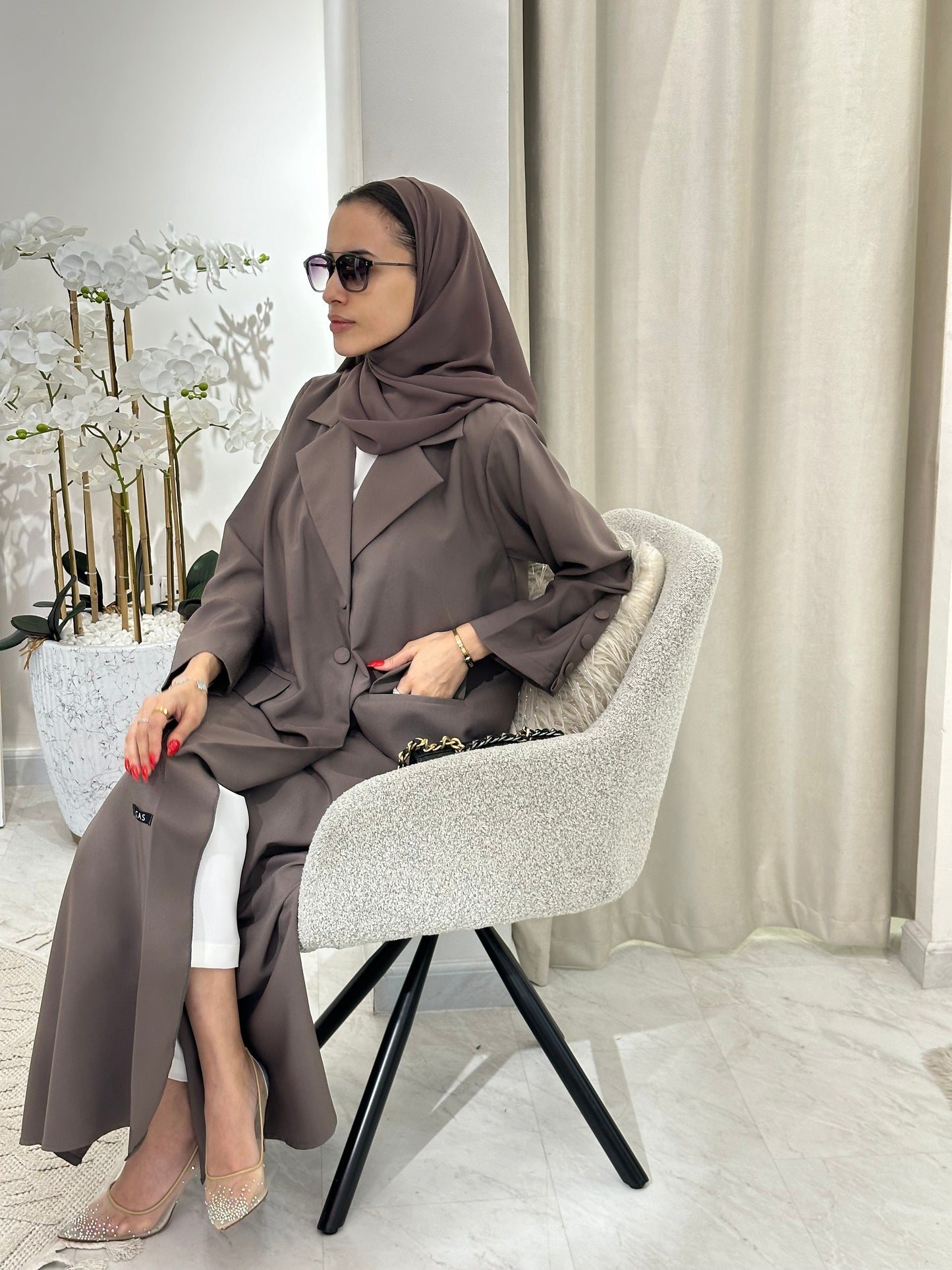 C 0365 Chocolate Brown Coat Abaya