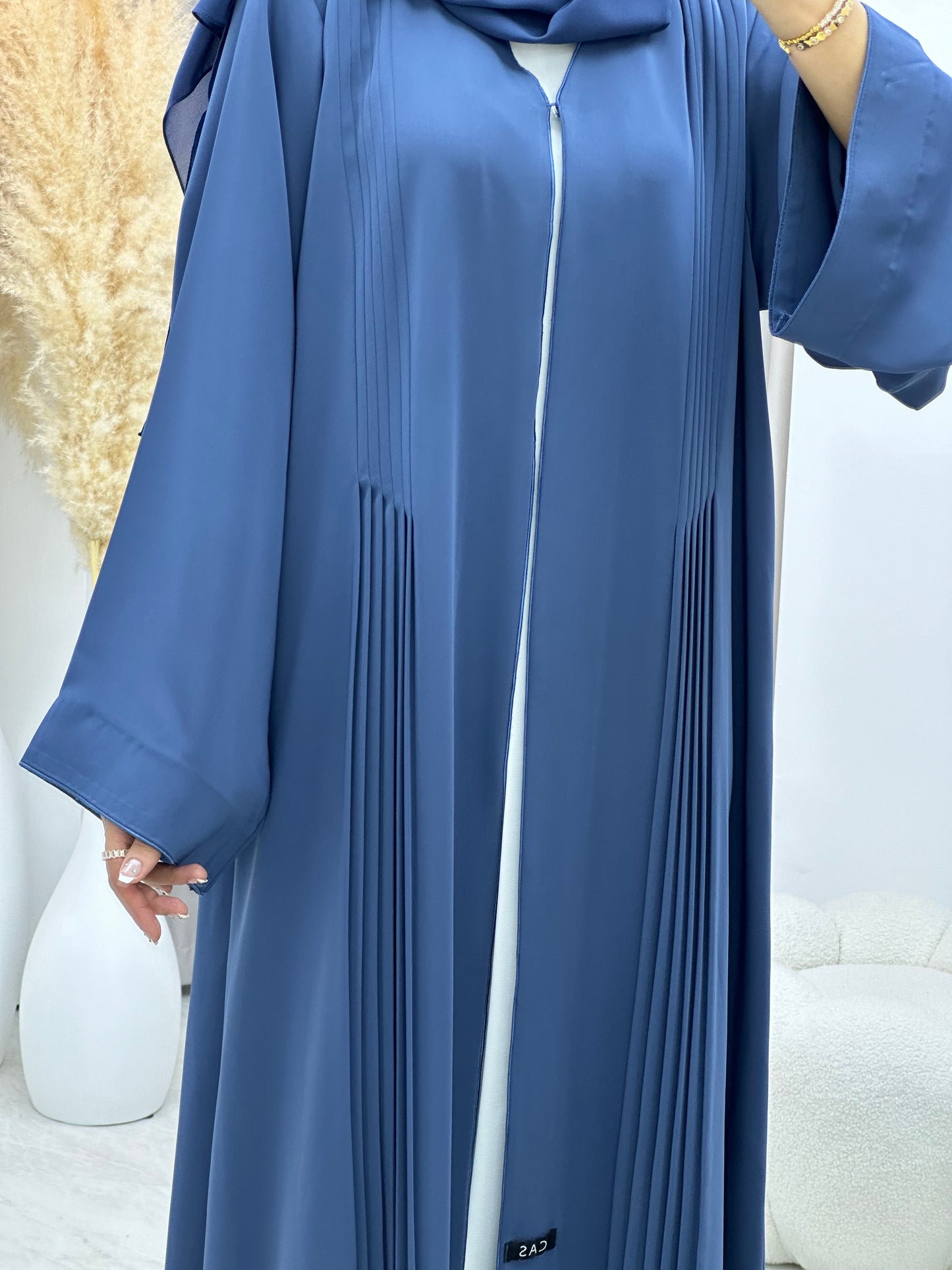 C 0180 Pleated Blue Abaya