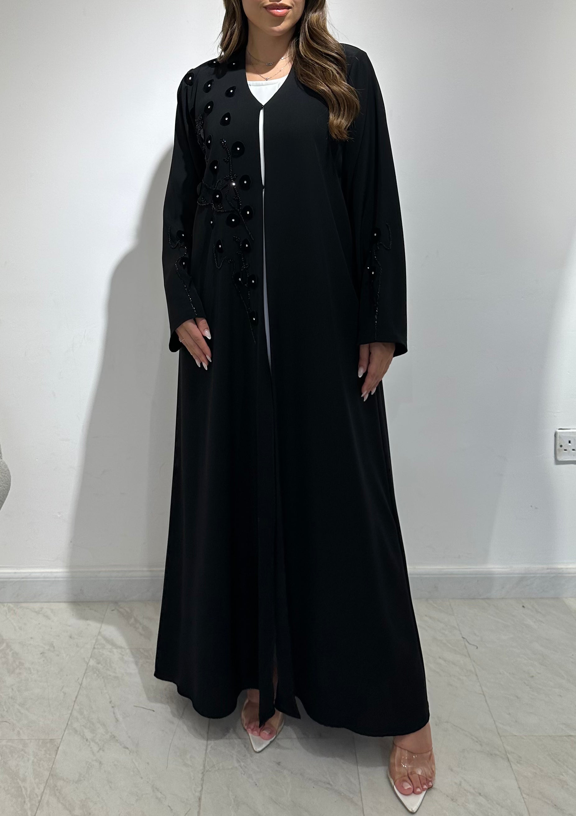 C 1572 Black Beaded Abaya